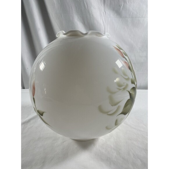Antique Gone With The Wind Globe Lamp Shade Hand Painted Pink Floral Roses READ - Picture 4 of 14